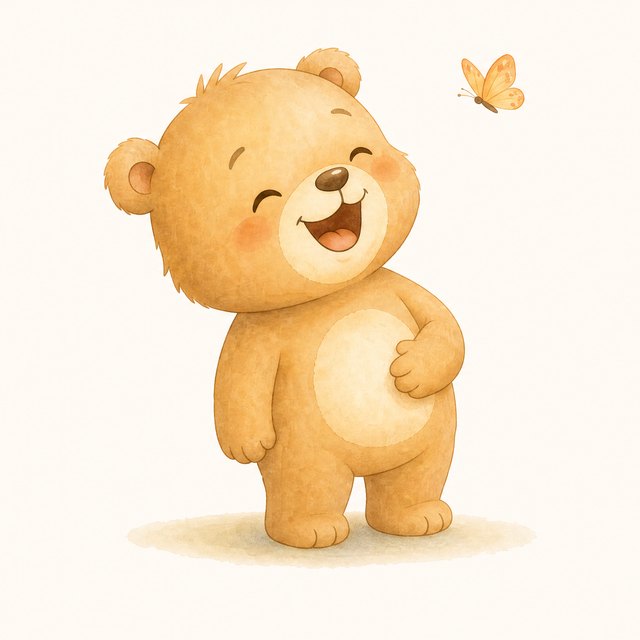 The bear cub laughing